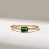 925 Sterling Silver Baguette Emerald Twist Ring - Image 2