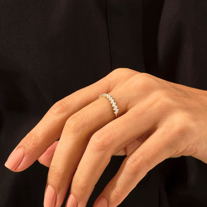 925 Sterling Silver Baguette Half Eternity Ring