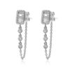 925 Sterling Silver Baguette Illusion Bezel Rectangle Diamond Loop Earring