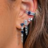 925 Sterling Silver Baguette Illusion Bezel Rectangle Diamond Loop Earring - Image 2