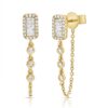 925 Sterling Silver Baguette Illusion Bezel Rectangle Diamond Loop Earring - Image 3
