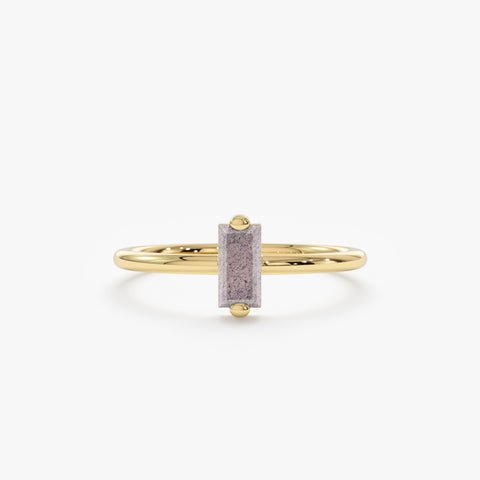 925 Sterling Silver Baguette Labradorite Ring