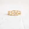 925 Sterling Silver Baguette Ladder Diamond Ring