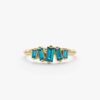 925 Sterling Silver Baguette London Blue Topaz Ring