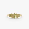 925 Sterling Silver Baguette Peridot Cluster Ring