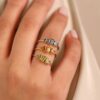 925 Sterling Silver Baguette Peridot Cluster Ring - Image 4