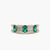 Detailed sterling silver ring with geometric stone arrangement