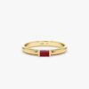 925 Sterling Silver Baguette Ruby Dome Ring