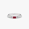 925 Sterling Silver Baguette Ruby Dome Ring - Image 2
