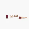 925 Sterling Silver earrings with baguette-cut ruby stones