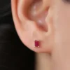 Baguette ruby earrings with polished 925 sterling silver and gold plating