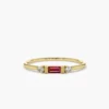 Elegant ring featuring a baguette ruby and polished finish