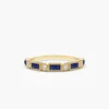 925 sterling silver ring with baguette sapphire accents and diamonds