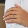925 sterling silver baguette sapphire and diamond ring in a streamlined design