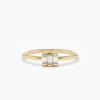 Sterling silver baguette trio diamond ring with sleek modern design