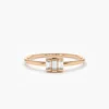 Channel-set trio stone ring in thick gold-plated sterling silver
