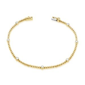 925 Sterling Silver Ball Bezel Diamond Bracelet