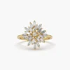 Ballerina-inspired cluster ring with baguette and round stones