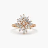 Ballerina cluster ring with prong-set premium CZ diamond stones