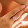 Stylish ring with a balanced ballerina-inspired cluster profile