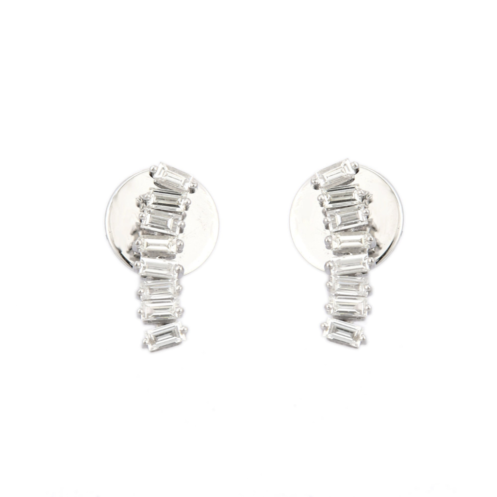 925 Sterling Silver Bar Diamond Earring