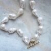 925 Sterling Silver Baroque Pearl Toggle Clasp Necklace - Image 2