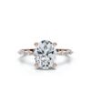 Sterling silver engagement ring with oval centre stone and pave accents