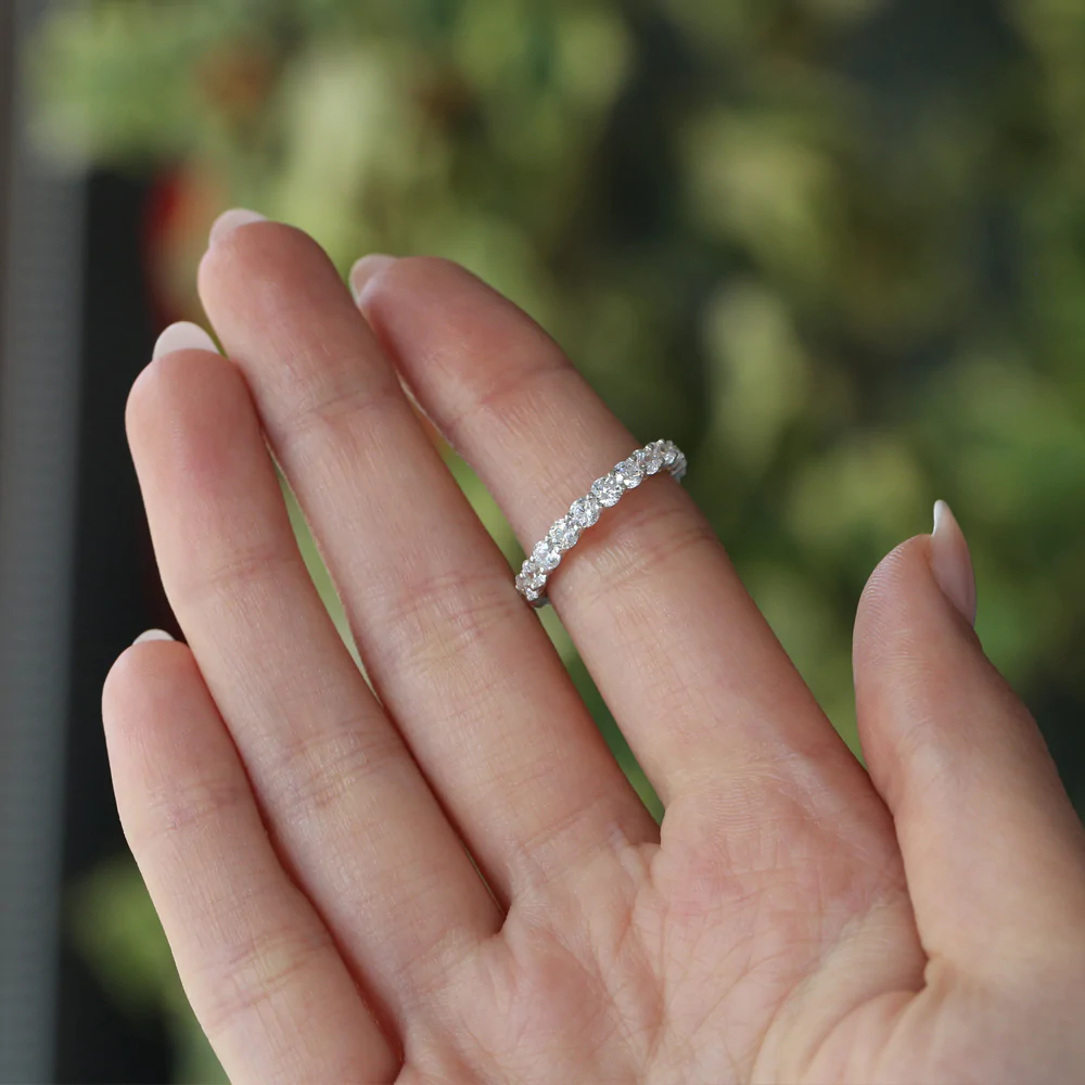 925 Sterling Silver Basket Setting Full Eternity Diamond Ring 2.25ctw