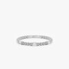 925 Sterling Silver Beaded Baguette Diamond Ring - Image 2