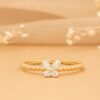 925 Sterling Silver Beaded Diamond Butterfly Ring - Image 6