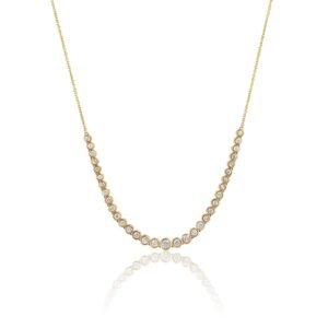 925 Sterling Silver Bezel Diamond Graduated Half Tennis Necklace