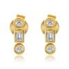 Sterling silver stud earring with round and rectangle stones