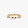 925 Sterling Silver Bezel Sapphire and Diamond Eternity Band