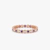 925 Sterling Silver Bezel Sapphire and Diamond Eternity Band - Image 3