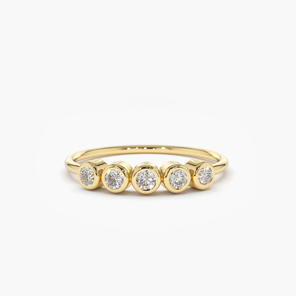 925 Sterling Silver Bezel Set Diamond Wedding Band