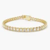 925 Sterling Silver Bezel Setting 5.75 ctw Emerald Cut Diamond Tennis Bracelet