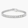 925 Sterling Silver Bezel Setting 5.75 ctw Emerald Cut Diamond Tennis Bracelet - Image 4