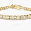 925 Sterling Silver Bezel Setting 5.75 ctw Emerald Cut Diamond Tennis Bracelet - Image 5