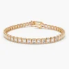 925 Sterling Silver Bezel Setting 5.75 ctw Emerald Cut Diamond Tennis Bracelet - Image 7