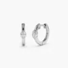 Sterling silver mini hoop earrings with marquise-shaped bezel-set stones