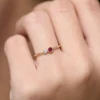 925 Sterling Silver Bezel Setting Ruby and Diamond Ring - Image 2