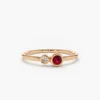 925 Sterling Silver Bezel Setting Ruby and Diamond Ring - Image 3