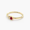 925 Sterling Silver Bezel Setting Ruby and Diamond Ring - Image 4