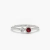 925 Sterling Silver Bezel Setting Ruby and Diamond Ring - Image 5