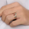 925 Sterling Silver Bezel Setting Ruby and Diamond Ring - Image 6