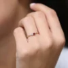 925 Sterling Silver Bezel Setting Ruby and Diamond Ring - Image 7