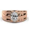 Polished engagement ring crafted in sterling silver with thick gold plating