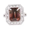 925 Sterling Silver Bi-Color Tourmaline and Diamond Cluster Ring