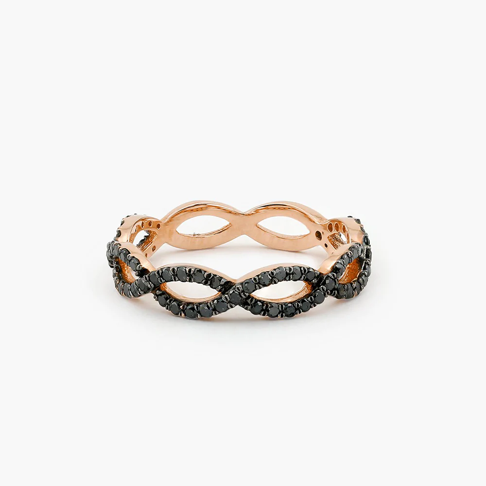 925 Sterling Silver Black Diamond Micro Pave Ring