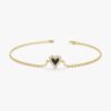 925 Sterling Silver Black Enamel Heart Diamond Bracelet